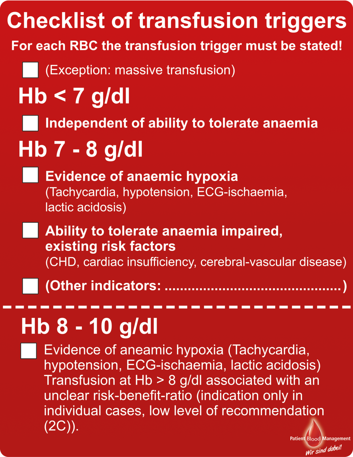 Medical rationale Patient Blood Management